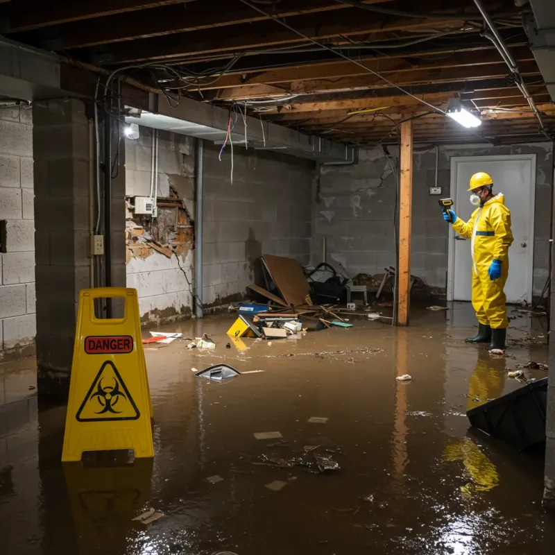 Flooded Basement Electrical Hazard in Lexington, TN Property